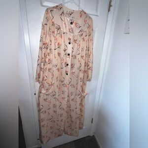 Vintage home made Floral Button-Down Dress ONE Size